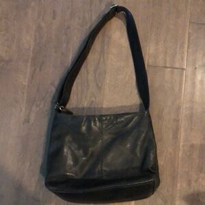 Vintage Rolfs Black soft Leather shoulder Handbag purse